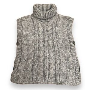 AnnaMaria Italian Wool Mohair Turtleneck Grey Cable Knit Sweater Vest Sz XS